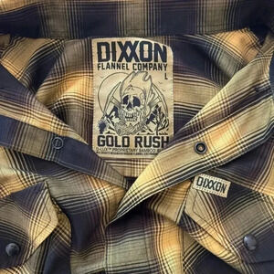 DIXXON Gold Rush Bamboo Short Sleeve Button Up Plaid Collectible Size L Yellow
